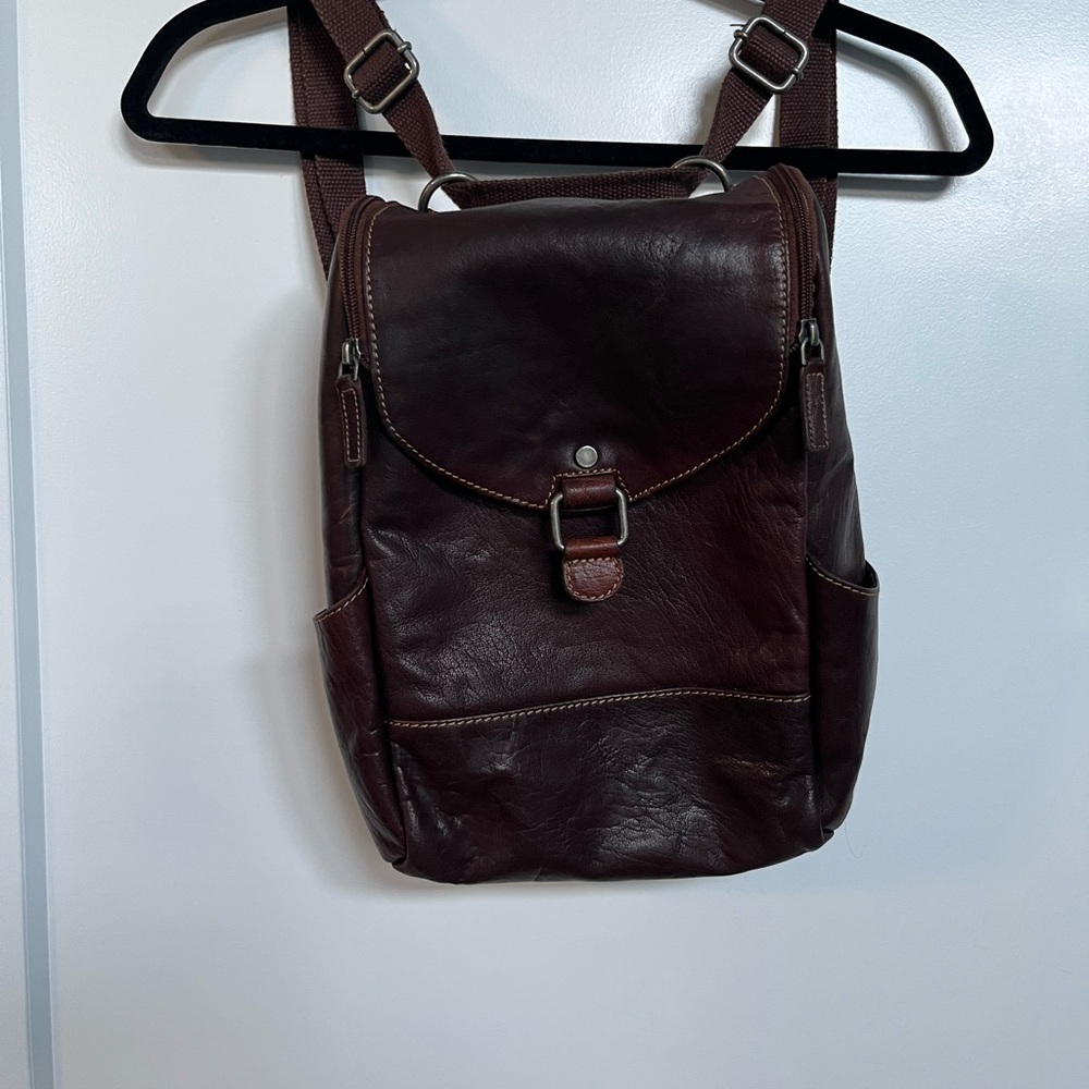 Unisex Brown Leather Backpack | Adjustable Straps